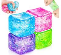 Glitter Cube Squishy Toys, 4PCS Ice Cube Fidget Toys