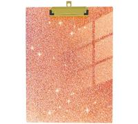 Glitter Cute Clipboard Standard A4 Letter Size 12.2" x 8.7", Plastic Acrylic Bling Clipboards with Designed Low Profile Gold Clip for Teacher, Women, Classroom, Office(Orange)