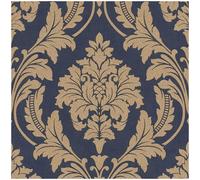 Glitter Damask Wallpaper Rasch Navy Gold Classic Textured Vinyl Paste The Wall