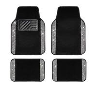 Glitter Diamond Carpet - 4PCS Black whitediamond Shining Car Floor Mats,front And Rear Crpet | Shining Rhinestone Sparkly Glitter Crystal With Anti-Slip Pvc Heel Pad For