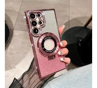 Glitter Diamond Magnetic Ring Holder Case for Samsung Galaxy S24 S23 S22 Ultra Plus (S22PLUS,Pink)
