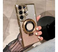 Glitter Diamond Magnetic Ring Holder Case for Samsung Galaxy S24 S23 S22 Ultra Plus (S23,Gold)