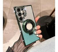 Glitter Diamond Magnetic Ring Holder Case for Samsung Galaxy S24 S23 S22 Ultra Plus (S24,Green)