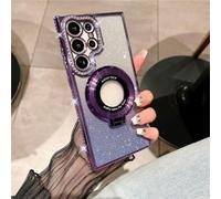 Glitter Diamond Magnetic Ring Holder Case for Samsung Galaxy S24 S23 S22 Ultra Plus (S24Ultra,Purple)