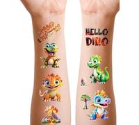 Glitter Dinosaur Temporary Tattoos for Kids, 12 sheets Transfer Tattoo for Boys Party Bag Fillers Supplies, School Rewards