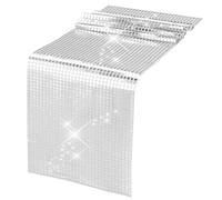 Glitter Disco Party Table Runner Mirror Silver Table Runner Retro 70s 80s Theme Disco Ball Party Table Decorations Birthday Bachelorette Dance Party Supplies(275*30)