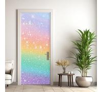 Glitter Door Stickers Self Adhesive 83 x 200 cm/32.7" x 78.7", Colorful Rainbow Sticker Mural Wallpaper for Doors, Glitter Decorations for Living Room Bedroom Kitchen Door,(ST1044)