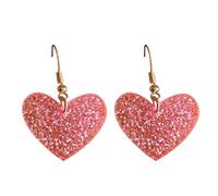 Glitter Double Love Heart Dangle Drop Earrings Triple Red Pink LOVE Heart Stud Earrings Lightweight Unique Acrylic for Women Valentine's Day Resin Jewelry, 1, Resin, No Gemstone
