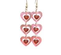 Glitter Double Love Heart Dangle Drop Earrings Triple Red Pink LOVE Heart Stud Earrings Lightweight Unique Acrylic for Women Valentine's Day Resin Jewelry, 1, Resin, No Gemstone