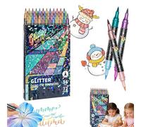 Glitter Dual Tip Markers Set, 24 Colors Dual Tip Glitter Pens Set 12 Pack Metallic Sparkle Markers for Cards, DIY Crafts, Doodle, Writing, Adults Coloring Books, Art Supplies Scrapbooking (36pcs)