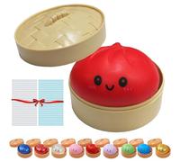 Glitter Dumpling, Glitter Dumpling Squishy Box, Soft Fun Dumplings Stress Ball - with Decorative Rhinestones, Anxiety Relief Fidget Toy (Solid Red)
