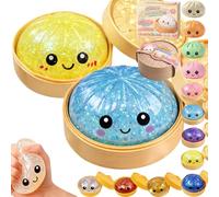 Glitter Dumpling - Glitter Dumplings Squishy,Dumpling Squishy Glitter,Anxiety Relief Fidget, Soft Squeeze Decompression Dough (C-Blue+C-Yellow)