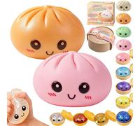 Glitter Dumpling - Glitter Dumplings Squishy,Dumpling Squishy Glitter,Anxiety Relief Fidget, Soft Squeeze Decompression Dough (B-Orange+Pink)