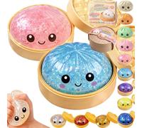 Glitter Dumpling - Glitter Dumplings Squishy,Dumpling Squishy Glitter,Anxiety Relief Fidget, Soft Squeeze Decompression Dough (C-Blue+C-Pink)