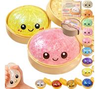 Glitter Dumpling - Glitter Dumplings Squishy,Dumpling Squishy Glitter,Anxiety Relief Fidget, Soft Squeeze Decompression Dough (C-Pink+C-Yellow)