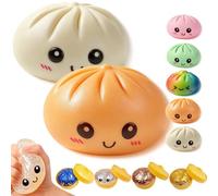Glitter Dumpling - Glitter Dumplings Squishy,Dumpling Squishy Glitter,Anxiety Relief Fidget, Soft Squeeze Decompression Dough (B-White+Orange)