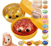 Glitter Dumpling - Glitter Dumplings Squishy,Dumpling Squishy Glitter,Anxiety Relief Fidget, Soft Squeeze Decompression Dough (Red B+Yellow B)