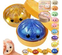 Glitter Dumpling - Glitter Dumplings Squishy,Dumpling Squishy Glitter,Anxiety Relief Fidget, Soft Squeeze Decompression Dough (Blue B+Yellow B)