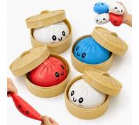 Glitter Dumpling S quishy Mystery Box, Slow Rising Squishy Dumpling Toy with Reusable Steamer Box, Colourful (4pcs multicolor)