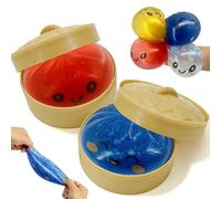 Glitter Dumpling S quishy Mystery Box, Slow Rising Squishy Dumpling Toy with Reusable Steamer Box, Colourful (blue + red)