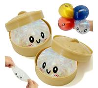 Glitter Dumpling S quishy Mystery Box, Slow Rising Squishy Dumpling Toy with Reusable Steamer Box, Colourful (White + White)