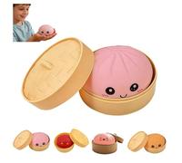Glitter Dumpling, Soft Giant Dumpling Box, Chinese Traditional Food Dumplings Stress Ball Anxiety Relief Fidget Toy for Playing, Party, Alone (Pink)