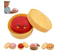 Glitter Dumpling, Soft Giant Dumpling Box, Chinese Traditional Food Dumplings Stress Ball Anxiety Relief Fidget Toy for Playing, Party, Alone (Red)