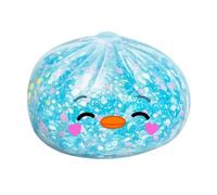 Glitter Dumpling Squeeze Toy for Kids and Adults, Soft TPR Steamed Bun Decompression Ball, Portable Fidget Sensory Tool for Anxiety Relief, Small 6cm Hand Exercise Gift Blue