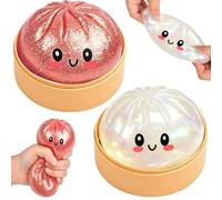 Glitter Dumpling Squishies, 2Pcs Squishy Bao Bun Dumpling Toy, Mystery Dumplings Fidget Toys Stress Relief, Cute Squishies Dumplings Stress Balls for Adults Kids Autism