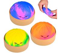 Glitter Dumpling Squishies with Steamers, 3Pcs Giant Mystery Dumplings Squishy Toys, Soft Squeeze Decompression Toys for Anxiety Relief, Sensory Fidget Toys for Adults Kids, Surprise Gift
