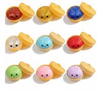 Glitter Dumpling Squishy 1/2/4 Pack, Couple Unboxing Challenge Set Regular & Glitter Bao Bun Fidget Toy, Anxiety Relief Easter Gift for Teens Adults Kids (9PCS)