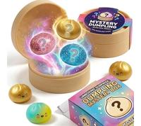 Glitter Dumpling Squishy, 10cm Squishy Dumpling Toy with Steamer, Mystery Dumplings Squishys, Stress Relief Fidget Toy for Kids & Adults, Super Soft Slow-Rising TPR Material (2)