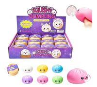 Glitter Dumpling Squishy, 12pcs Bao Squishy Dumpling Toy with Plastic Steamer Box, Cute Soft Sensory Fidget Squeeze Toys for Kids Boys Girls Adults Home Office Classroom (#E)