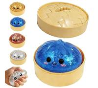 Glitter Dumpling Squishy, 2026 Dumpling Squishy Mystery Box,Slow Rising Glitter Squishy Dumplings Toy, Anxiety Relief Fidget,Bun Squeeze Stress Relief Ball, Dumplings Squishy Toy (Blue)
