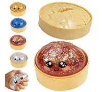 Glitter Dumpling Squishy, 2026 Dumpling Squishy Mystery Box,Slow Rising Glitter Squishy Dumplings Toy, Anxiety Relief Fidget,Bun Squeeze Stress Relief Ball, Dumplings Squishy Toy (Red)