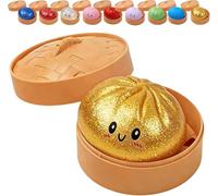 Glitter Dumpling Squishy, 2026 New Glitter Dumpling Squishy Mystery Box, 2026 Upgrade Rainbow Glitter Dumplings Squeeze Sensory Anxiety Relief Fidget, Soft Squeeze Decompression Dough (Gold)