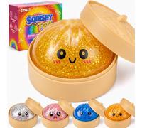 Glitter Dumpling Squishy,2026 Upgrade Gold Dumpling Squishys Mystery Box,Colorful Dumplings Stress Balls Fidget Sensory Toy,Stocking Stuffers with Food Steamer Stretchy Desk Toys