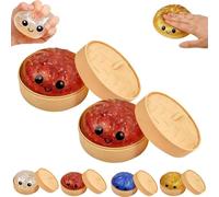 Glitter Dumpling Squishy Box,2026 New Squishy Dumpling Toy,Jumbo Dumplings Squishy Toy with Steamer Box,Cute Anxiety Relief Fidget Toy,Soft Squeeze Decompression Dough for Adults Teens (Red-2pcs)