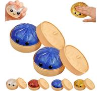 Glitter Dumpling Squishy Box,2026 New Squishy Dumpling Toy,Jumbo Dumplings Squishy Toy with Steamer Box,Cute Anxiety Relief Fidget Toy,Soft Squeeze Decompression Dough for Adults Teens (Blue-2pcs)