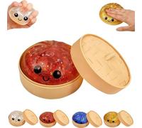 Glitter Dumpling Squishy Box,2026 New Squishy Dumpling Toy,Jumbo Dumplings Squishy Toy with Steamer Box,Cute Anxiety Relief Fidget Toy,Soft Squeeze Decompression Dough for Adults Teens (Red)