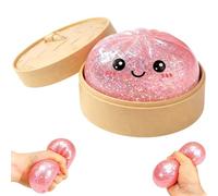 Glitter Dumpling Squishy Toy Cute Squishy Dumpling Toy with Steamer Box Soft Slow Rebound Glitter Stress Ball for Adult Realistic Smiling Dumpling for Stress Relief and Anxiety Fun Desk Decor (C)