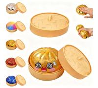 Glitter Dumpling Squishy Toy, Giant Dumpling Squishy Stress Balls Colorful Dumplings Fidget Sensory Toy Mystery with Food Steamer for Teens Adults Classroom Office Prizes Party Favors (A1)