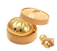Glitter Dumpling Squishy Toy With Steamer Box, Cute Dumpling Squishies Stress Ball, Soft Squeeze Decompression Dough, Stretchy Sensory Anxiety Relief Fidget Toy for Kids and Adults