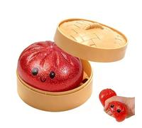 Glitter Dumpling Squishy Toy With Steamer Box, Cute Dumpling Squishies Stress Ball, Soft Squeeze Decompression Dough, Stretchy Sensory Anxiety Relief Fidget Toy for Kids and Adults