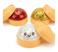 Glitter Dumpling Squishy Toy with Steamer Box,Soft Bao Bun Stress Ball for Anxiety Relief,Cute Sensory Fidget Squeeze Toys for Adults,Kawaii Desk Decor,Birthday Party Favors,Classroom Prizes (3PACK)