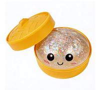 Glitter Dumpling Squishy Toy with Steamer - Jumbo Squeeze Stress Ball Fidget, Rebound Sensory Dough for Anxiety Relief, Classroom Prizes, Party Favors, Reusable Squeezable Toy for Kids Adults