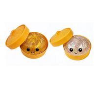 Glitter Dumpling Squishy Toy with Steamer - Jumbo Squeeze Stress Ball Fidget, Rebound Sensory Dough for Anxiety Relief, Classroom Prizes, Party Favors, Reusable Squeezable Toy for Kids Adults