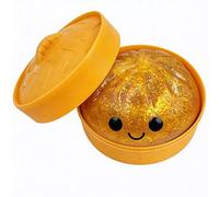 Glitter Dumpling Squishy Toy with Steamer - Jumbo Squeeze Stress Ball Fidget, Rebound Sensory Dough for Anxiety Relief, Classroom Prizes, Party Favors, Reusable Squeezable Toy for Kids Adults