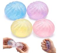 Glitter Dumpling Squishy Toys, 4Pcs Mystery Dumplings Squishy, Squishy Fidget Toys for Anxiety Stress Relief, Cute Squishies Dumplings Stress Balls for Adults Kids, Novelty Easter Gifts