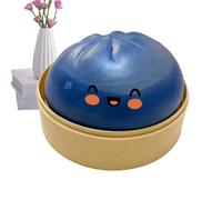 Glitter Dumpling - Stress Relief Ball, Bun Shape Pinch Toy, Sparkly Visual Sensory Texture, Squeezable Hand Exercise Component, Mental Focus Desk Accessory, Portable Pocket Size White Gold